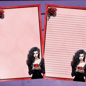 Papel de escrita de carta de romance escuro A5, artigos de papelaria forrados/sem forro, suprimentos para correspondência
