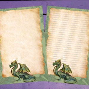 Papel de carta com letras do dragão verde A5, pautado/sem pauta, suprimentos para amigos por correspondência