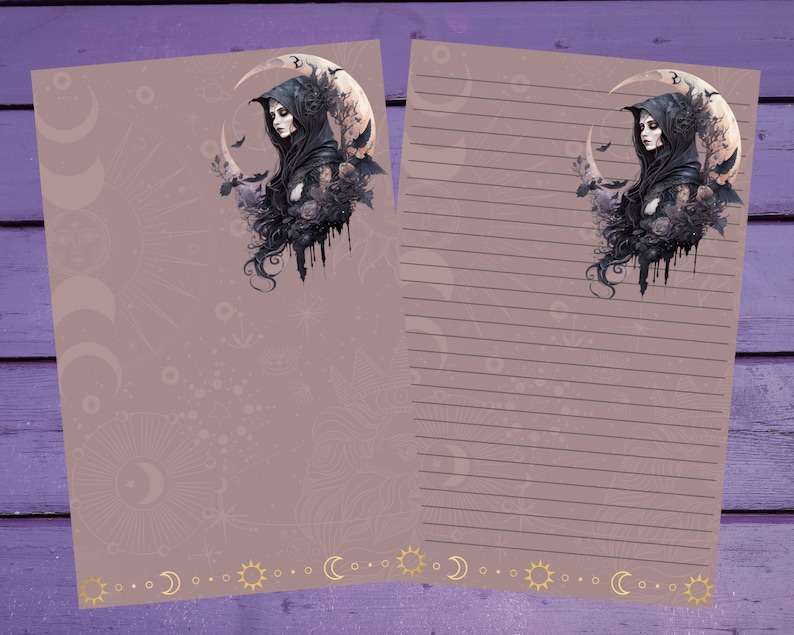 Celestial Witch Letter Writing Paper A5 Stationery Lined/unlined Penpal ...