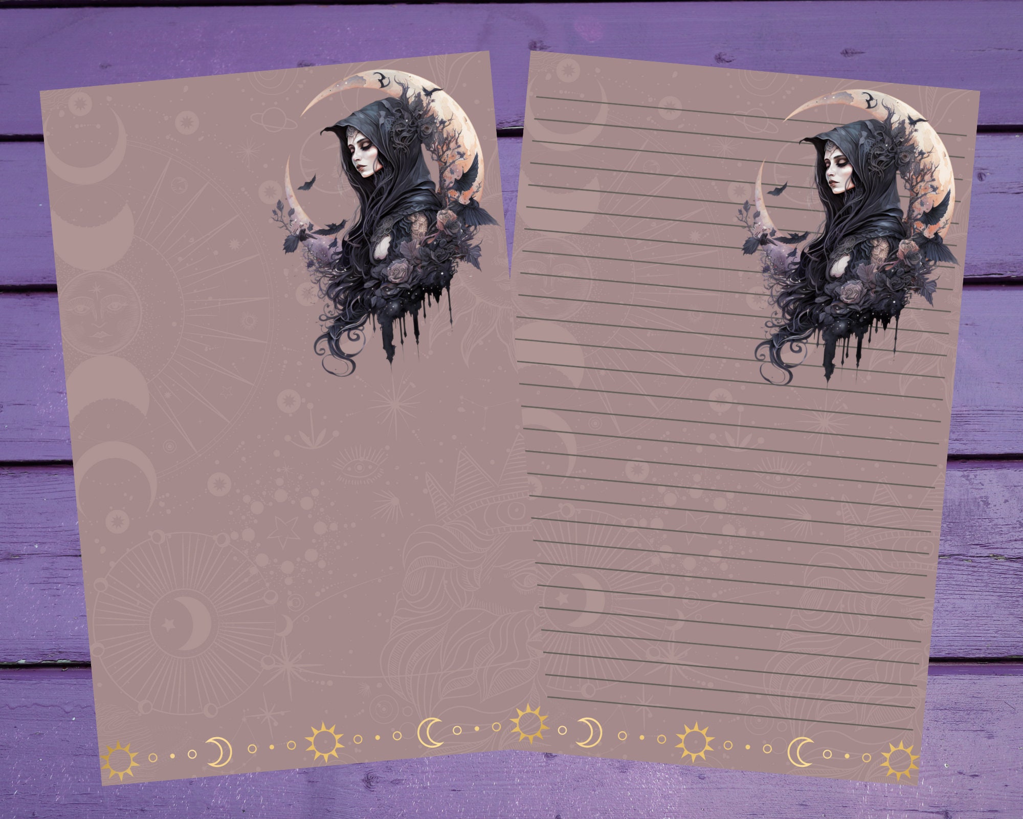 Celestial Witch Letter Writing Paper A5 Stationery Lined/unlined Penpal ...