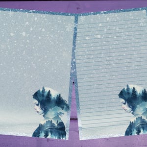Papel de carta para menina da floresta de inverno A5, papelaria pautada/sem pautada, suprimentos para amigos por correspondência