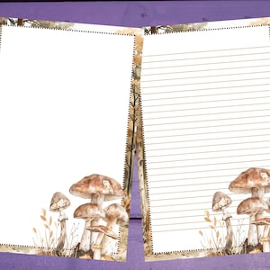 Papel de carta de cogumelos outonais A5, papelaria pautada/sem pautada, suprimentos para amigos por correspondência