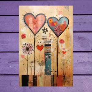 Carte postale fleurs coeur 10 x 15 cm/ 4'x6' in Stylos