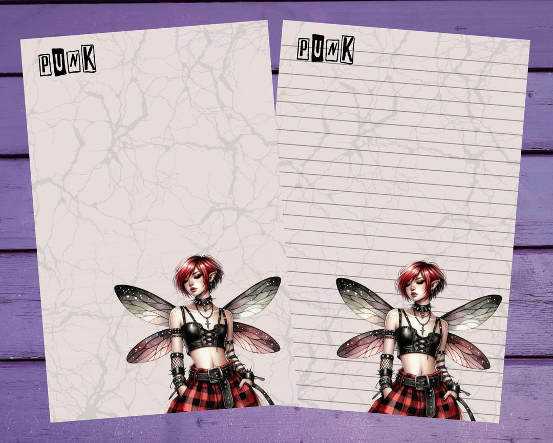 Punk Note Paper Punk Rock Fairy Letter Writing Paper A5 Stationery Lined/unlined Penpal ...