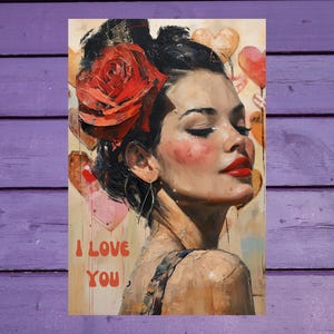 Carte postale rétro de la Saint-Valentin 10 x 15 cm/4'x6' in Stylo