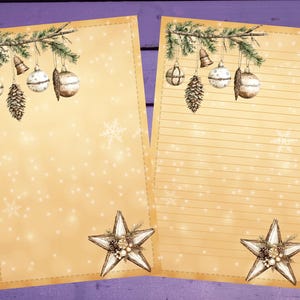 Papel de carta de Natal rústico A5, papelaria pautada/sem pautada, suprimentos para amigos por correspondência