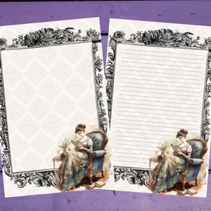Leitura de carta de mulher vitoriana papel de escrita A5 artigos de papelaria forrado/sem forro Penpal Suprimentos