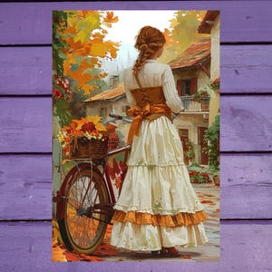 Carte postale de vélo d'automne 10 x 15 cm/ 4'x6' in Stylo