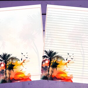 Carta de pôr do sol tropical papel para escrita A5 artigos de papelaria forrado/sem forro suprimentos para correspondência