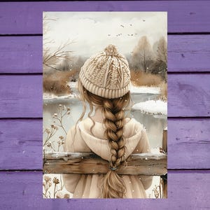 Carte postale Winter Girl 10 x 15 cm/ 4'x6' in Stylo