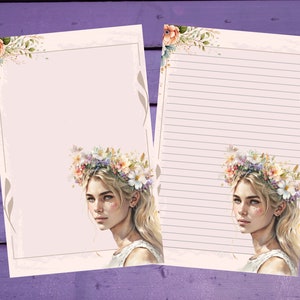 Primavera flor menina carta papel de escrita a5 papelaria forrado/sem forro penpal suprimentos