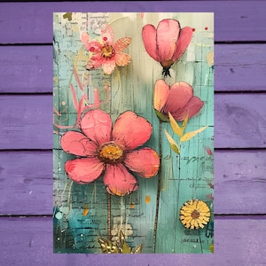 Carte postale fleurs 10 x 15 cm/4'x6' in Stylos