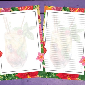 Carta de coquetel de verão, papel para escrita, papelaria A5 forrado/sem forro, material de correspondência