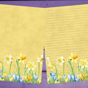 Papel para escrever cartas com açafrões e narcisos A5 Papelaria pautada/sem pautada Suprimentos para amigos por correspondência