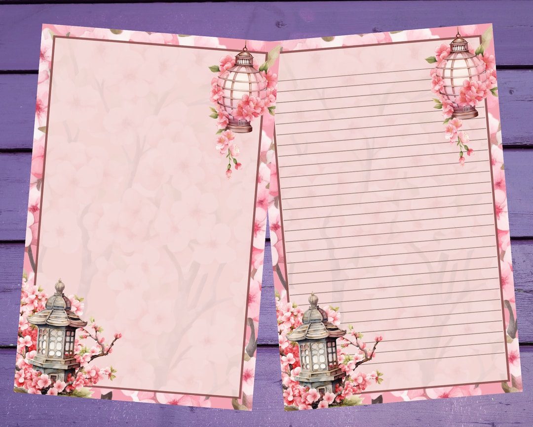 Cherry Blossom Letter Writing Paper A5 Stationery Lined/unlined Penpal ...