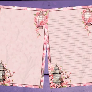 Papel para escrita de carta em flor de cerejeira A5, material de papelaria forrado/sem forro