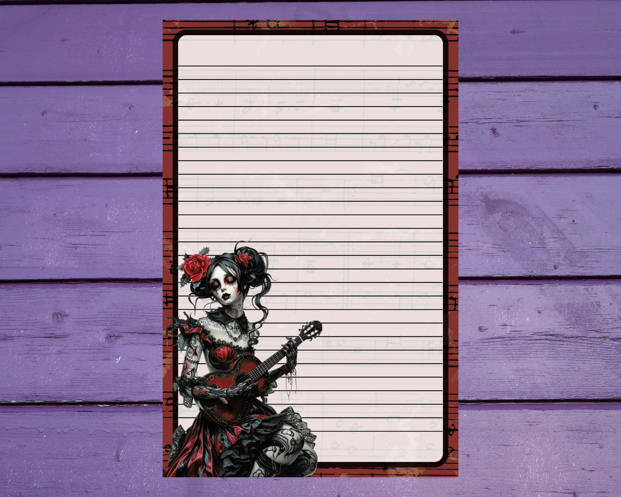 Undead Music Letter Writing Paper A5 Stationery Lined/unlined Penpal ...