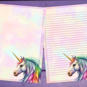 Papel para escrita de carta de unicórnio A5, artigos de papelaria forrados/sem forro, suprimentos para correspondência