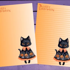 Papel de carta de gatinho de Halloween A5, papelaria pautada/sem pautada, suprimentos para amigos por correspondência