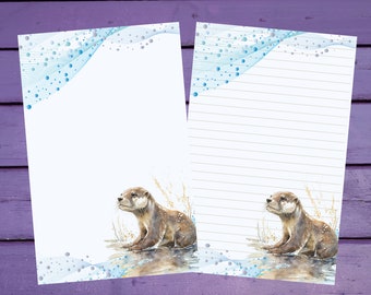Otter Letter Writing Paper A5 Stationery Lined/Unlined Penpal Supplies