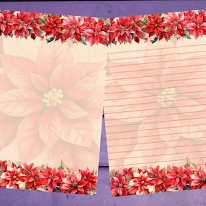 Papel de carta de poinsétia A5 para escrever artigos de papelaria pautados/sem pautados para correspondência