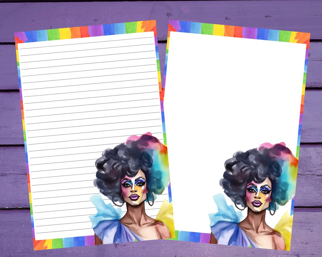 Drag Queen LGBTQIA+ Pride Letter Writing Paper A5 Stationery Lined ...