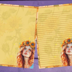 Papel de escrita de carta de menina de girassol A5 artigos de papelaria forrado/sem forro Penpal Suprimentos