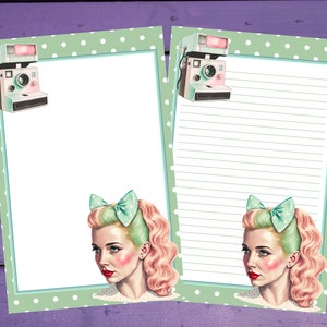 Papel de carta retrô para meninas A5, pautado/sem pauta, suprimentos para correspondência