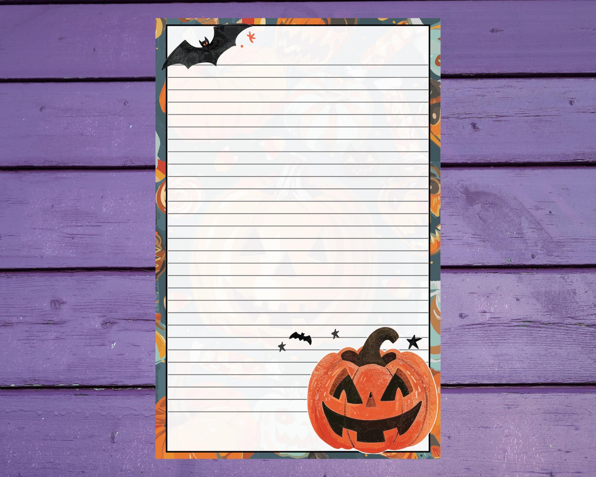 Folksy Style Halloween Letter Writing Paper A5 Stationery Lined/unlined ...
