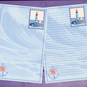 Papel de carta com letras náuticas A5, pautado/sem pauta, suprimentos para correspondência