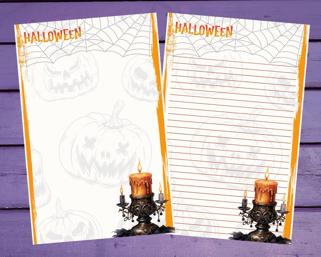 Halloween Candle Letter Writing Paper A5 Stationery Lined/unlined ...