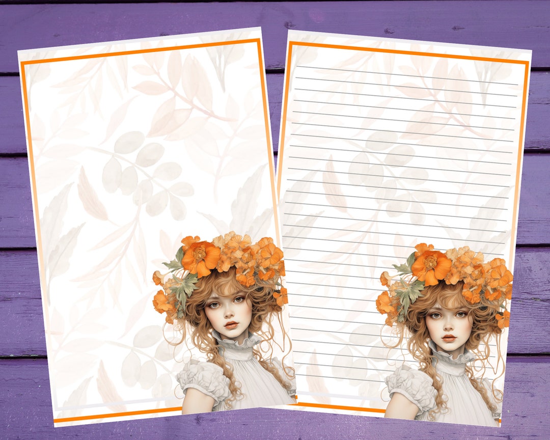 Autumn Girl Letter Writing Paper A5 Stationery Lined/unlined Penpal ...