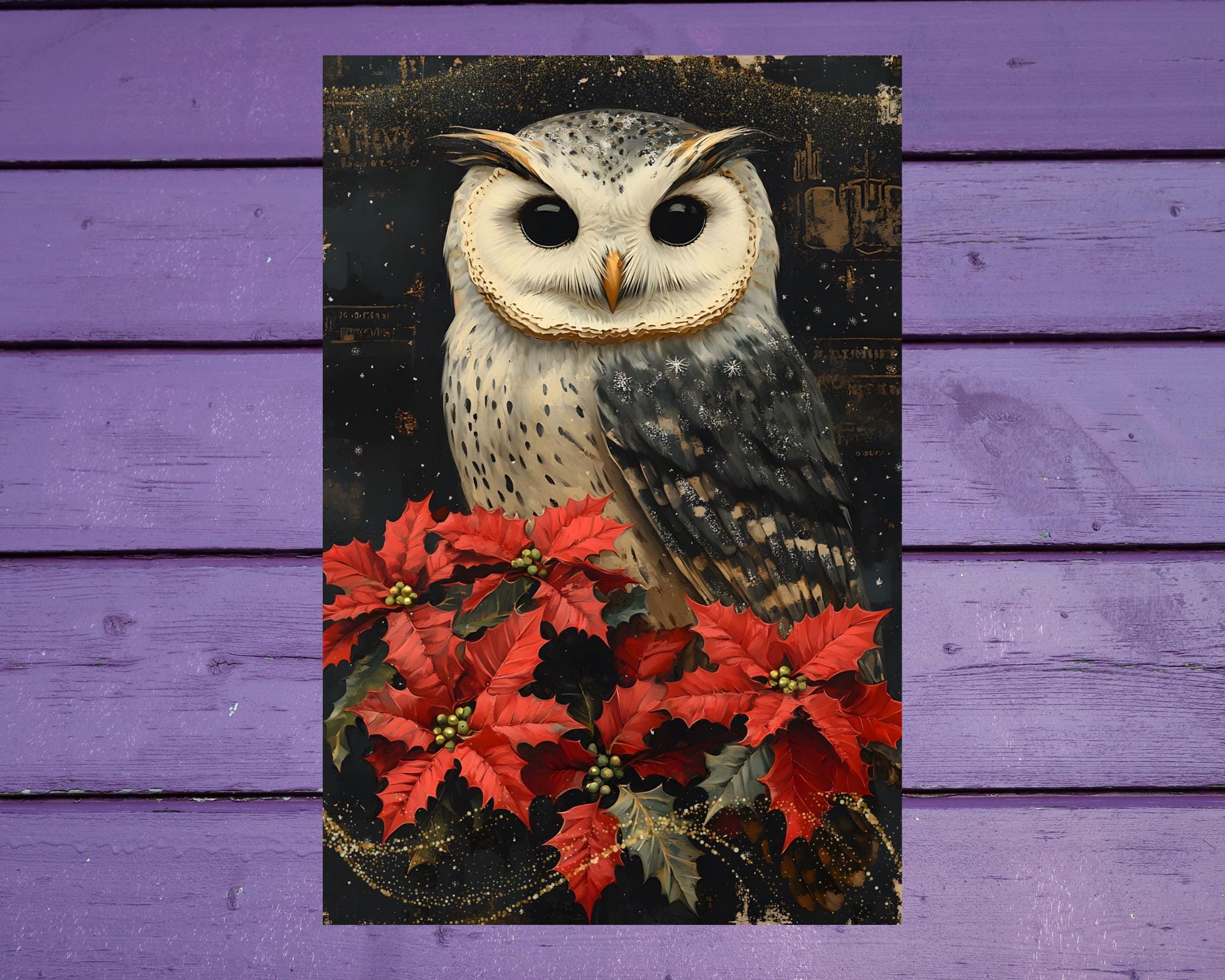 Christmas Owl Postcard 10x15cm/ 4'x6' in Penpal Supplies