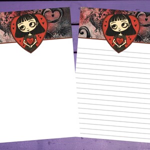 Papel de carta assustador para garotas do dia dos namorados A5, papelaria pautada/sem pautada, suprimentos para amigos por correspondência
