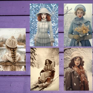 Lot de 3 cartes postales hiver 10 x 15 cm/4'x6' in Fournitures pour stylos