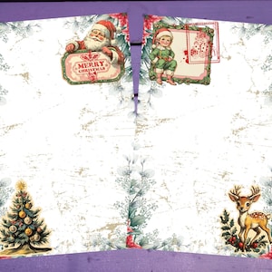 Papel de carta frente e verso com vibrações de Natal vintage A5, papelaria pautada/sem pautada, suprimentos para amigos por correspondência