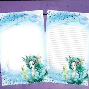 Papel para escrita de cartas de ninfa da água A5, artigos de papelaria forrados/sem forro, suprimentos para correspondência
