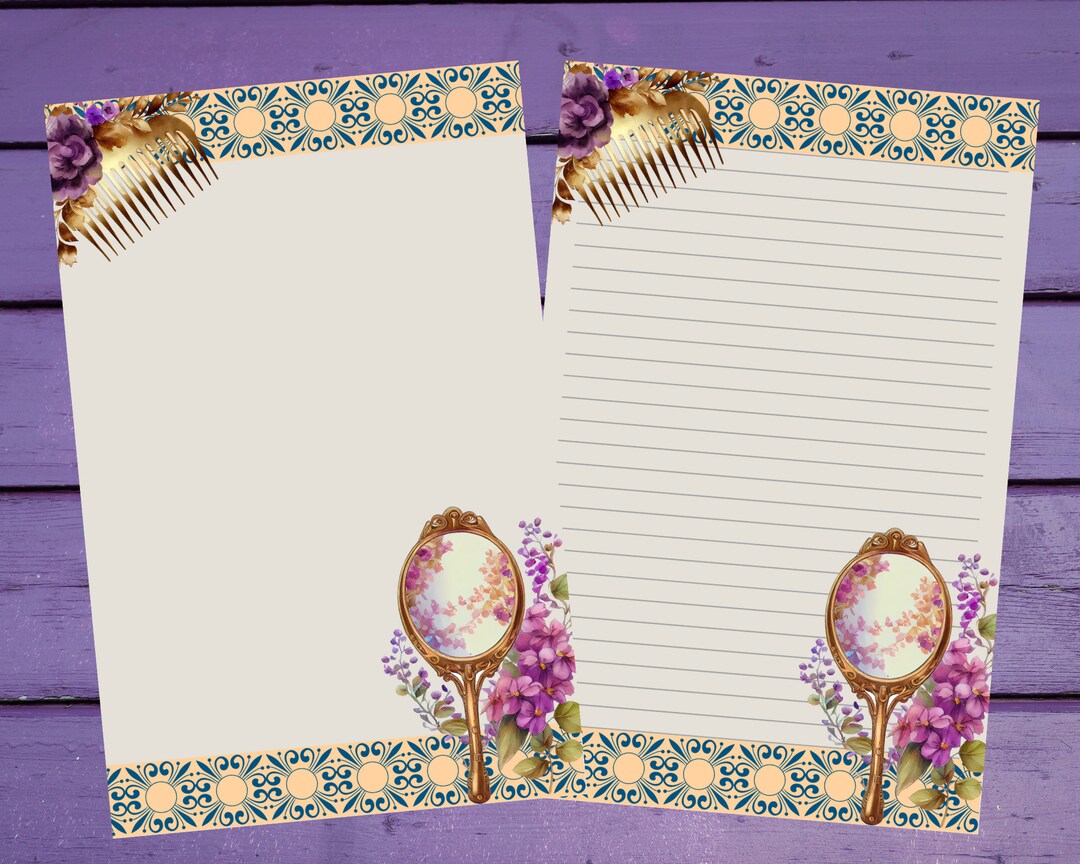 Antique Mirror and Brush Letter Writing Paper A5 Stationery Lined ...