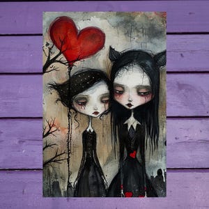 Carte postale gothique de la Saint-Valentin 10 x 15 cm/ 4'x6' in Stylo