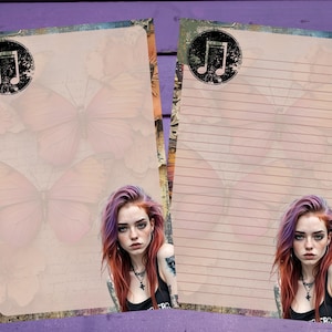 Papel de carta grunge A5, pautado/sem pauta, suprimentos para correspondência