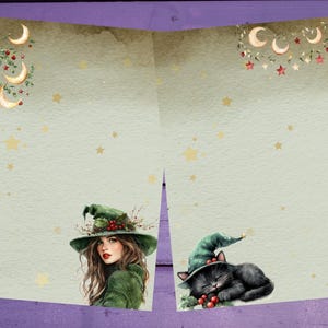 Papel de carta dupla face de Natal de bruxa A5, papelaria pautada/sem pautada, suprimentos para amigos por correspondência