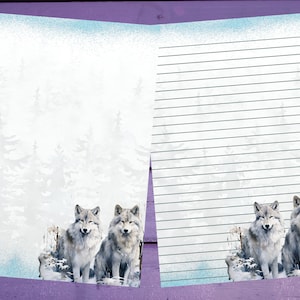 Papel para escribir cartas de lobos de invierno, papelería A5, suministros para amigos por correspondencia forrados/sin forro