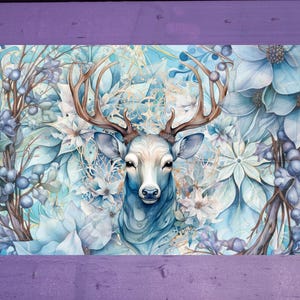 Carte postale cerf d'hiver 10 x 15 cm/ 4 x 6 pi
