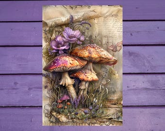 Carte postale Champignons 10 x 15 cm/4'x6' in Stylo