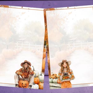 Papel de carta dupla face Pumpkin Patch A5, papelaria pautada/sem pautada, suprimentos para amigos por correspondência