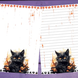Papel de escrita preto para cartas de gato de Halloween A5 Artigos de papelaria forrados/sem forro Penpal Suprimentos
