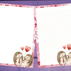 Papel de carta de amor ouriço A5, papelaria pautada/sem pautada, suprimentos para amigos por correspondência