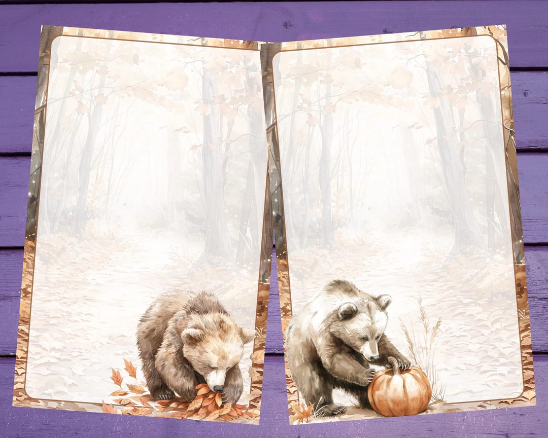 Autumn Bear Double-sided Letter Writing Paper A5 Stationery Lined ...