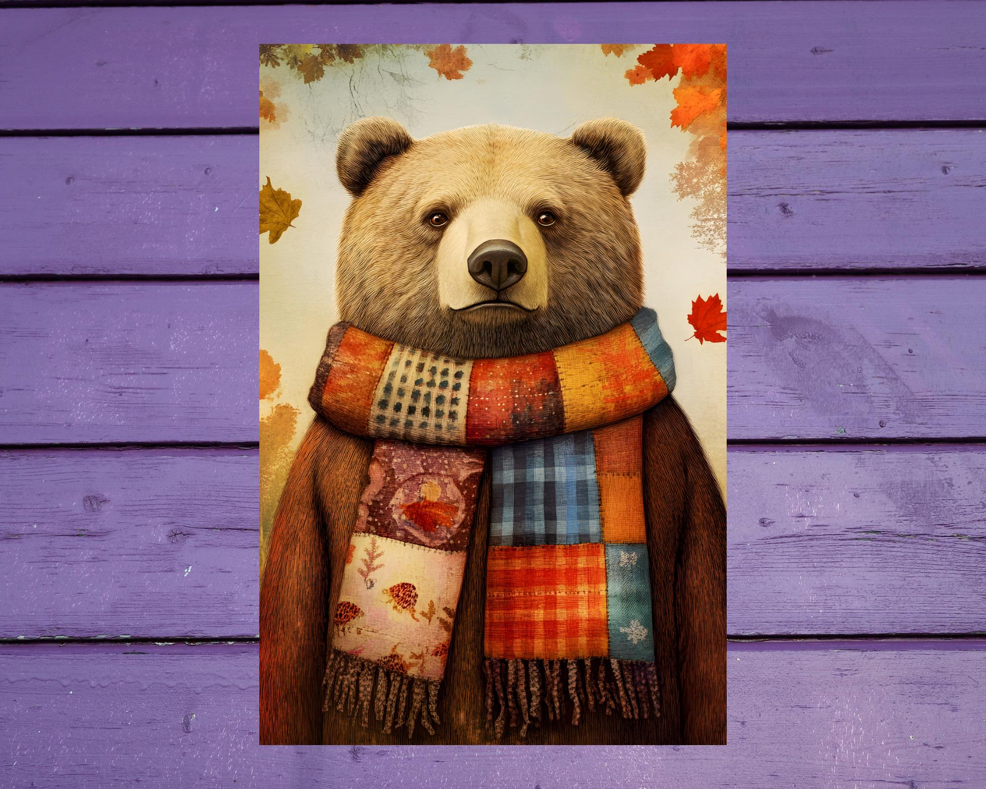 秋のクマのポストカード 10 x 15 cm/4'x6' ペンパルサプライ - Etsy 日本