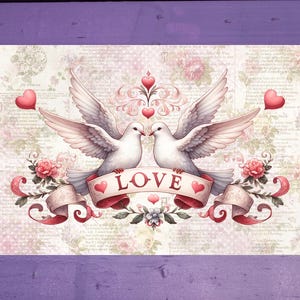 Carte postale colombes d'amour 10 x 15 cm/ 4'x6' in Stylo